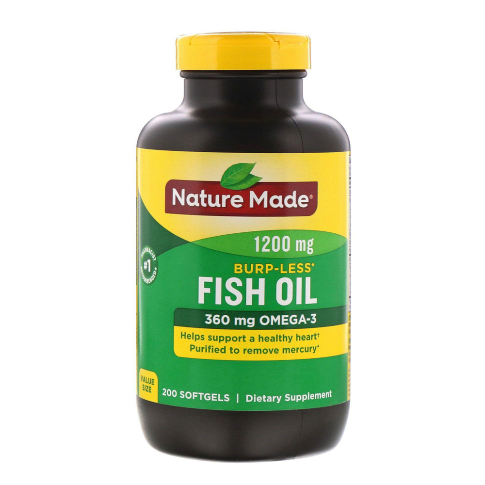 Nature Made Burp Less Fish Oil 1200mg 360mg Omega 3 200 Softgels 2000 Softgels