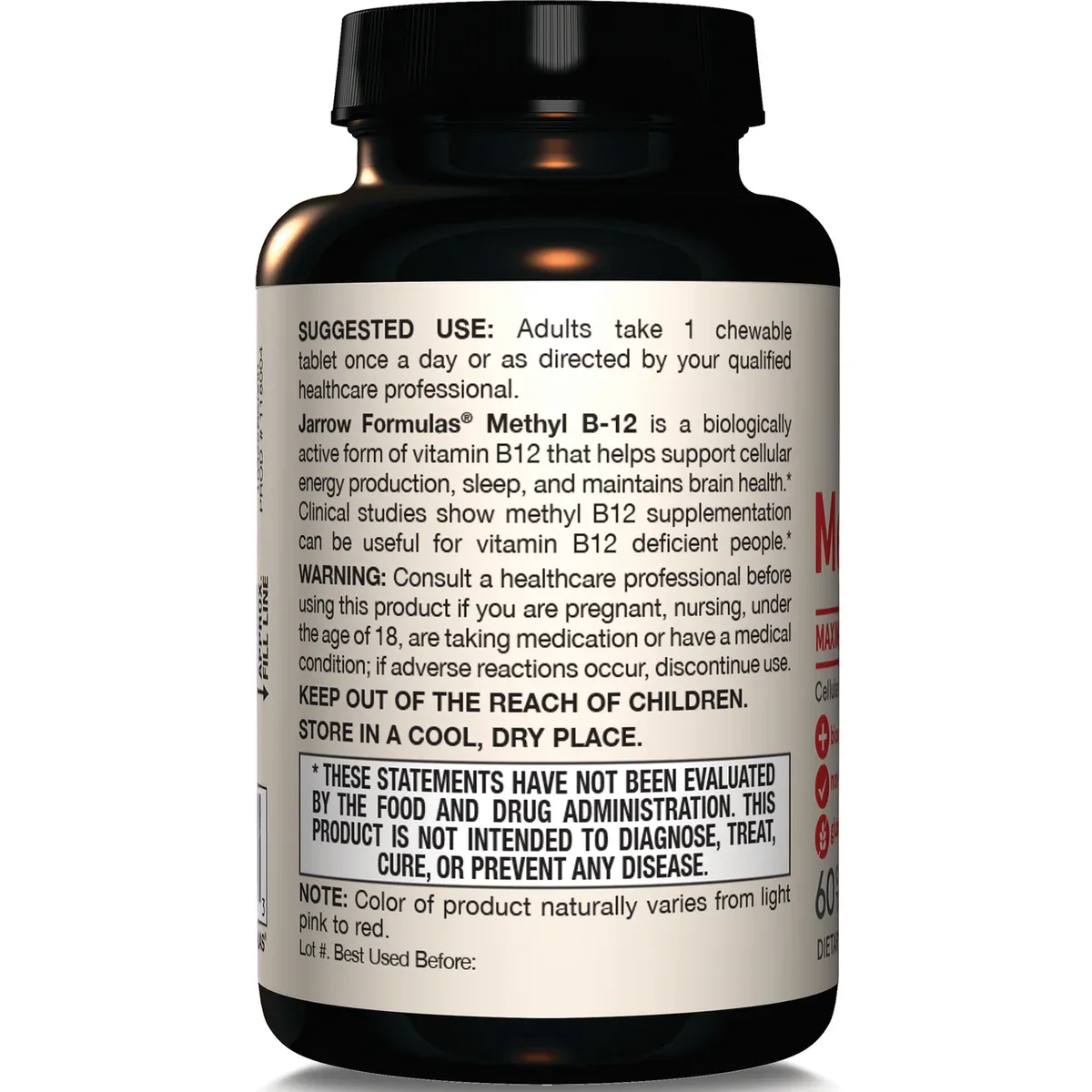 Jarrow Formulas Methyl B-12 5000 mcg - 60 Chewable Tablets