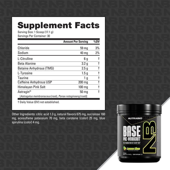 NutraBio Base Pre Workout 30 Servings