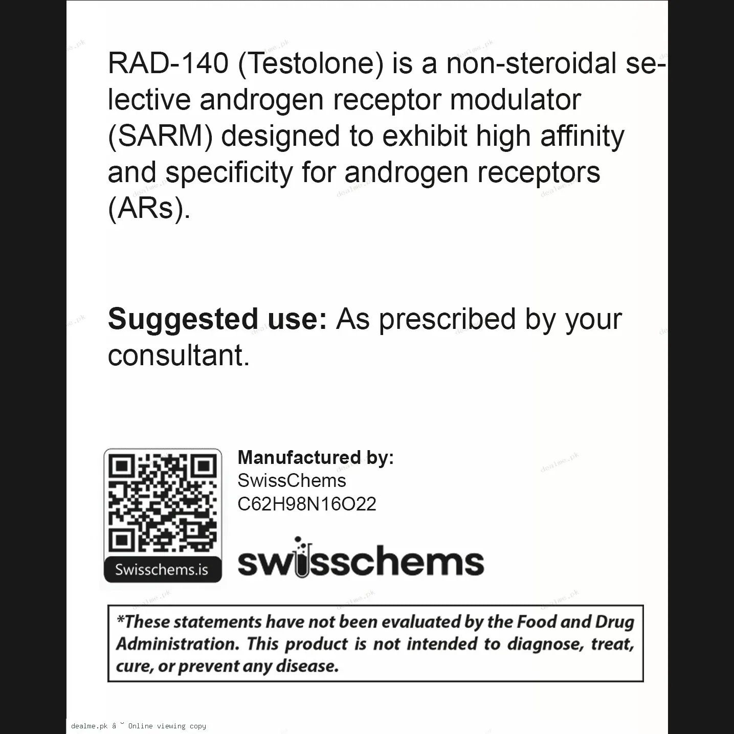 AC262 0.5 mg — 60 Capsules (Research Use Only)